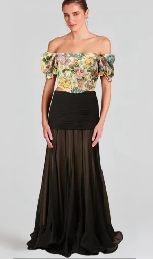 Constance floral-print jacquard cropped top Gloria Lanvin