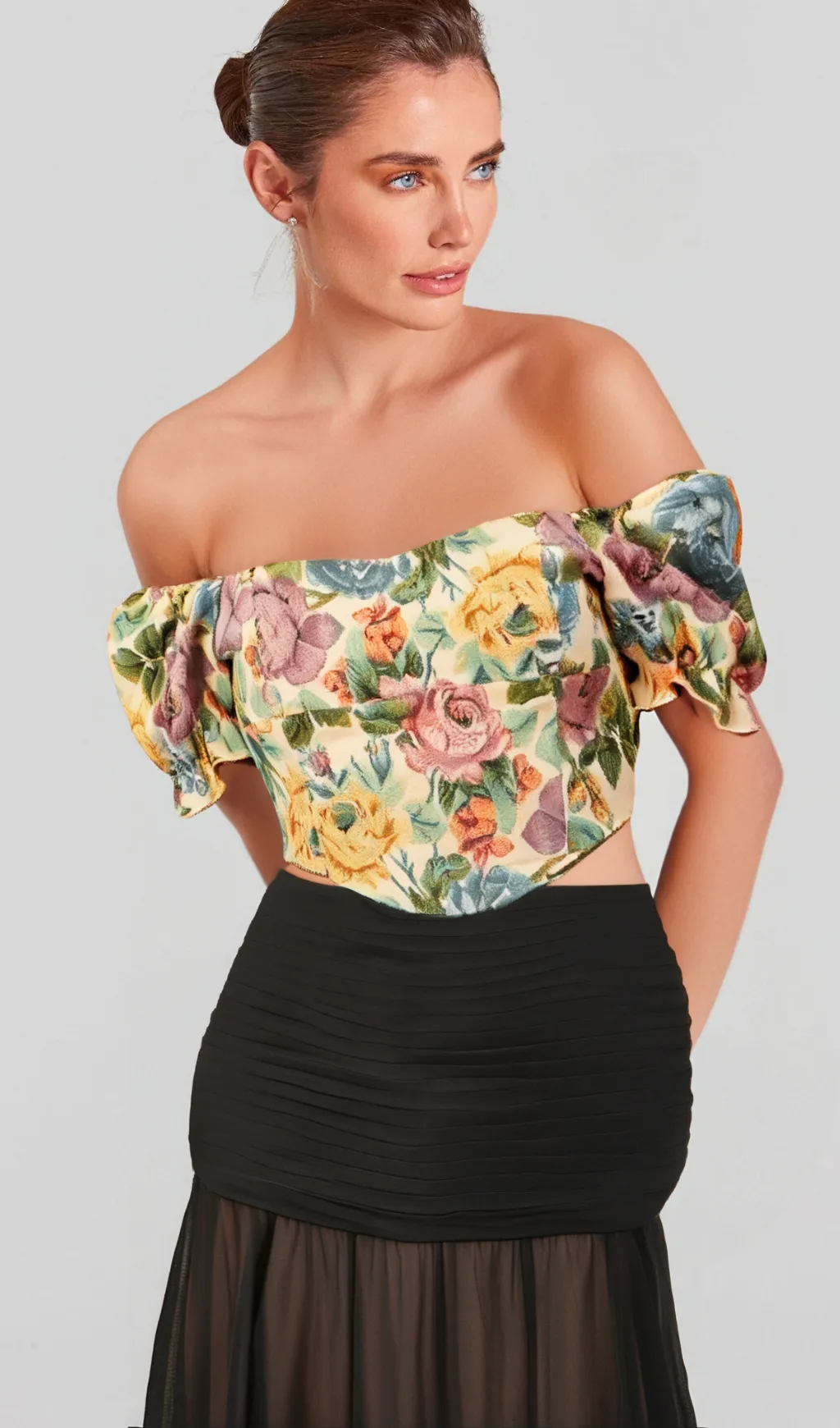 Constance floral-print jacquard cropped top Gloria Lanvin