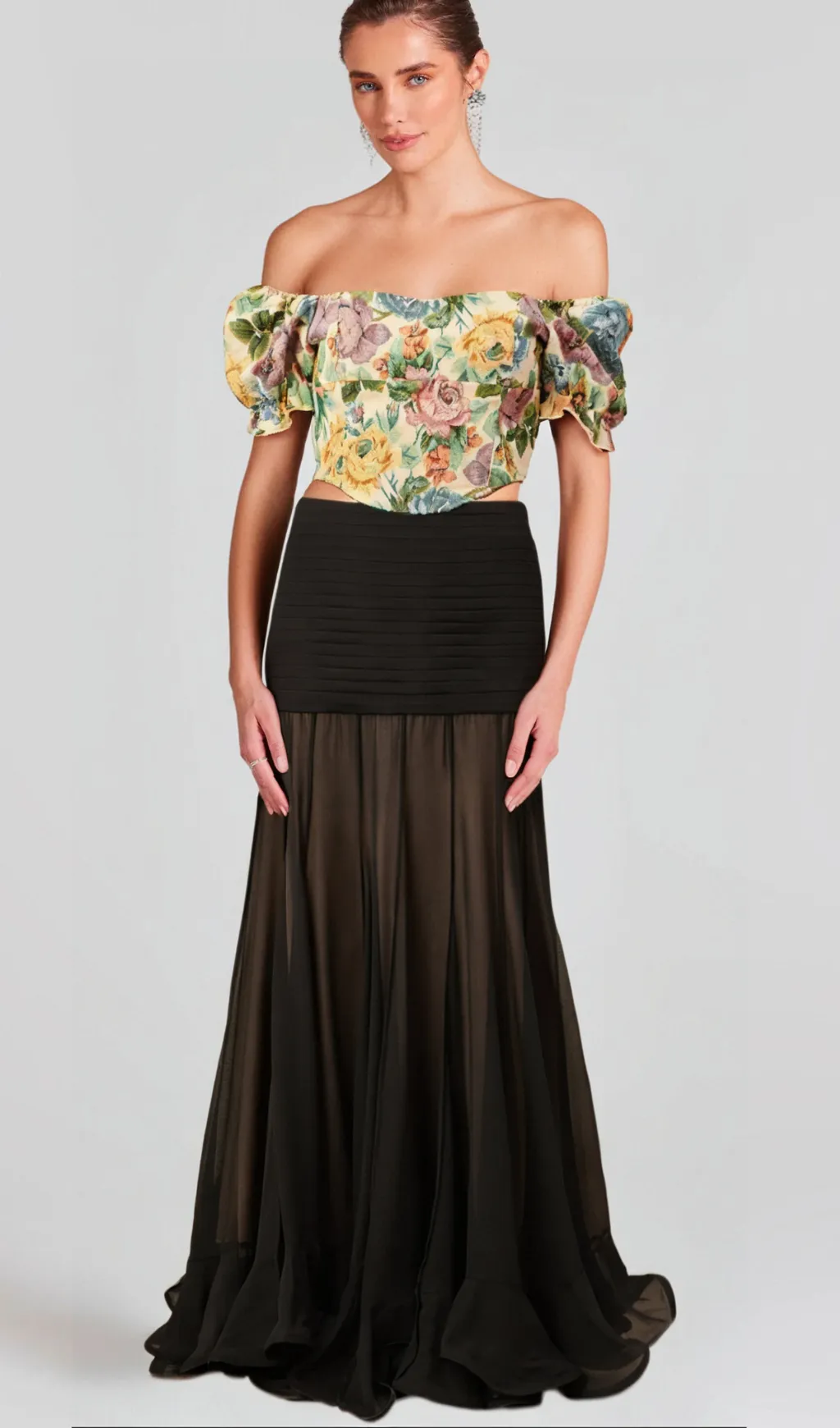 Constance floral-print jacquard cropped top Gloria Lanvin