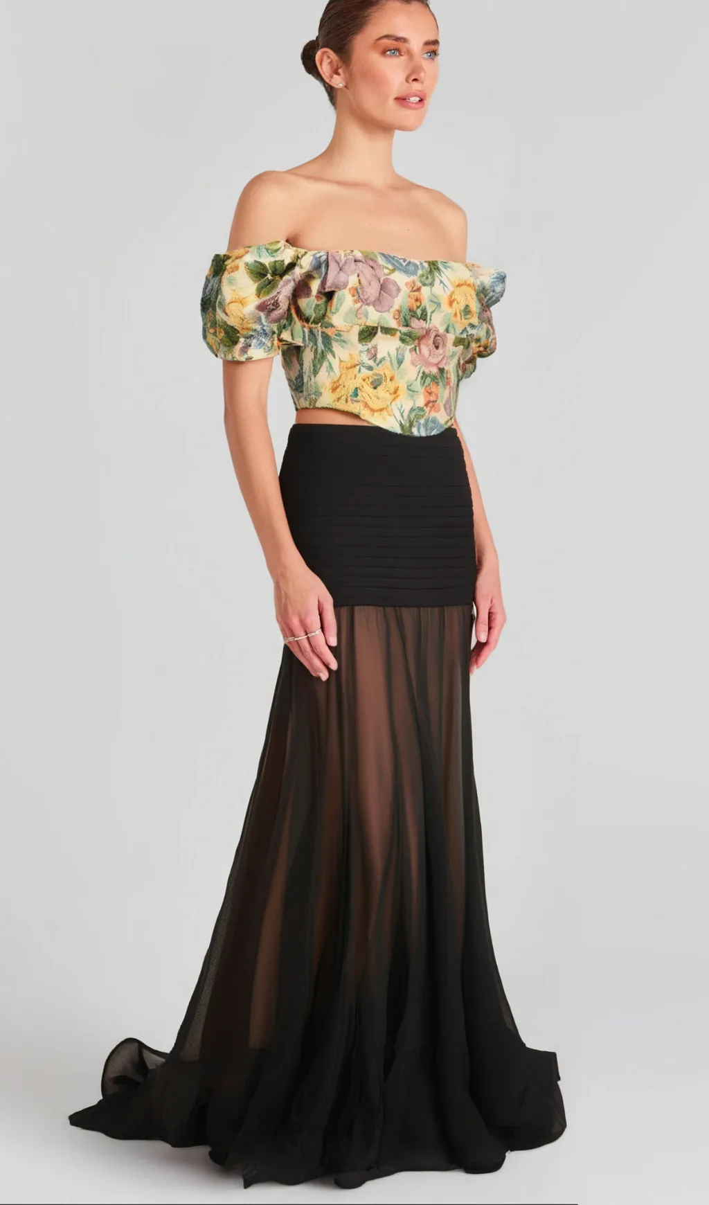 Constance floral-print jacquard cropped top Gloria Lanvin