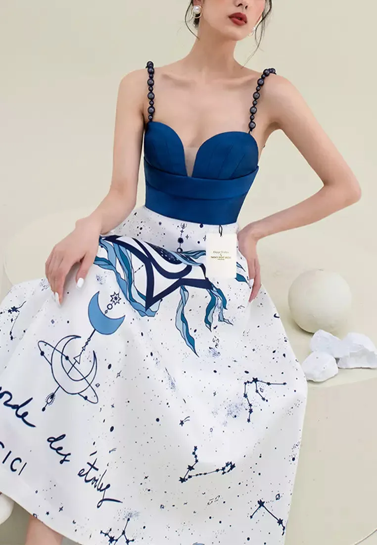 CONSTELLATION PRINT MIDI DRESS Gloria Lanvin