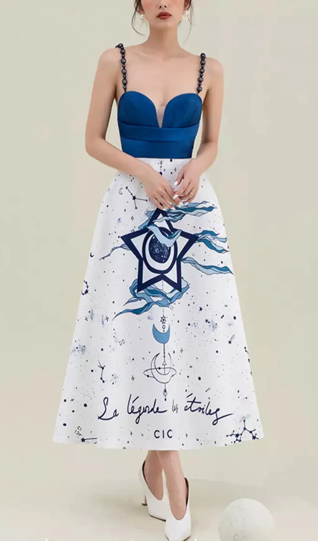 CONSTELLATION PRINT MIDI DRESS Gloria Lanvin