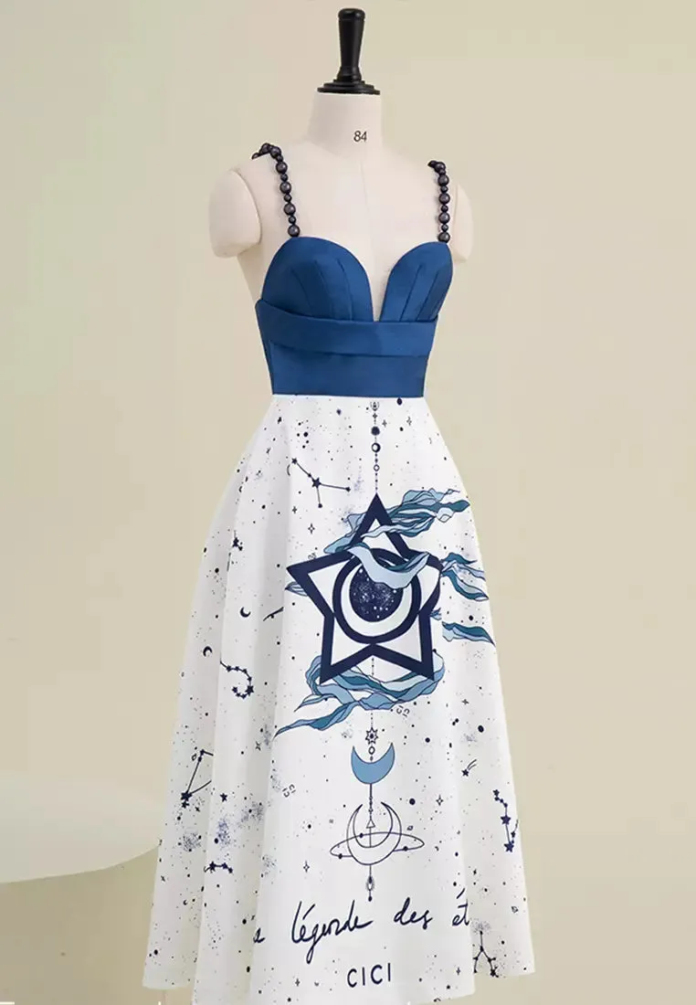 CONSTELLATION PRINT MIDI DRESS Gloria Lanvin