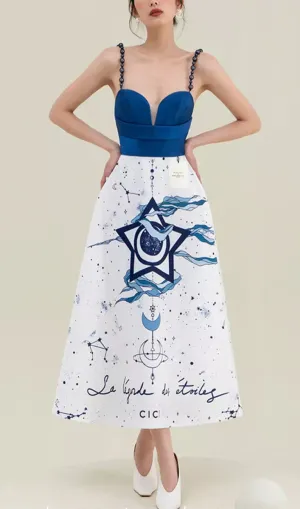 CONSTELLATION PRINT MIDI DRESS Gloria Lanvin