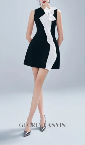CONTRAST COLOR PATCHWORK RUFFLE MINI DRESS Gloria Lanvin