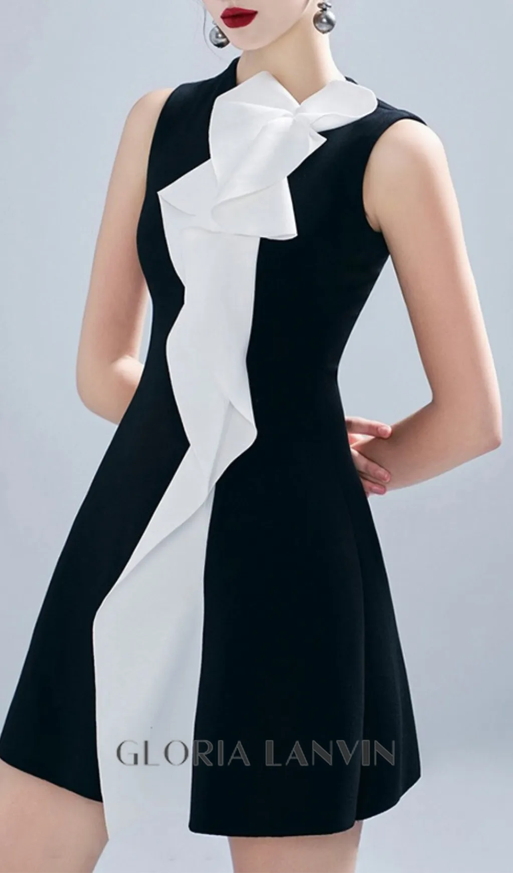 CONTRAST COLOR PATCHWORK RUFFLE MINI DRESS Gloria Lanvin