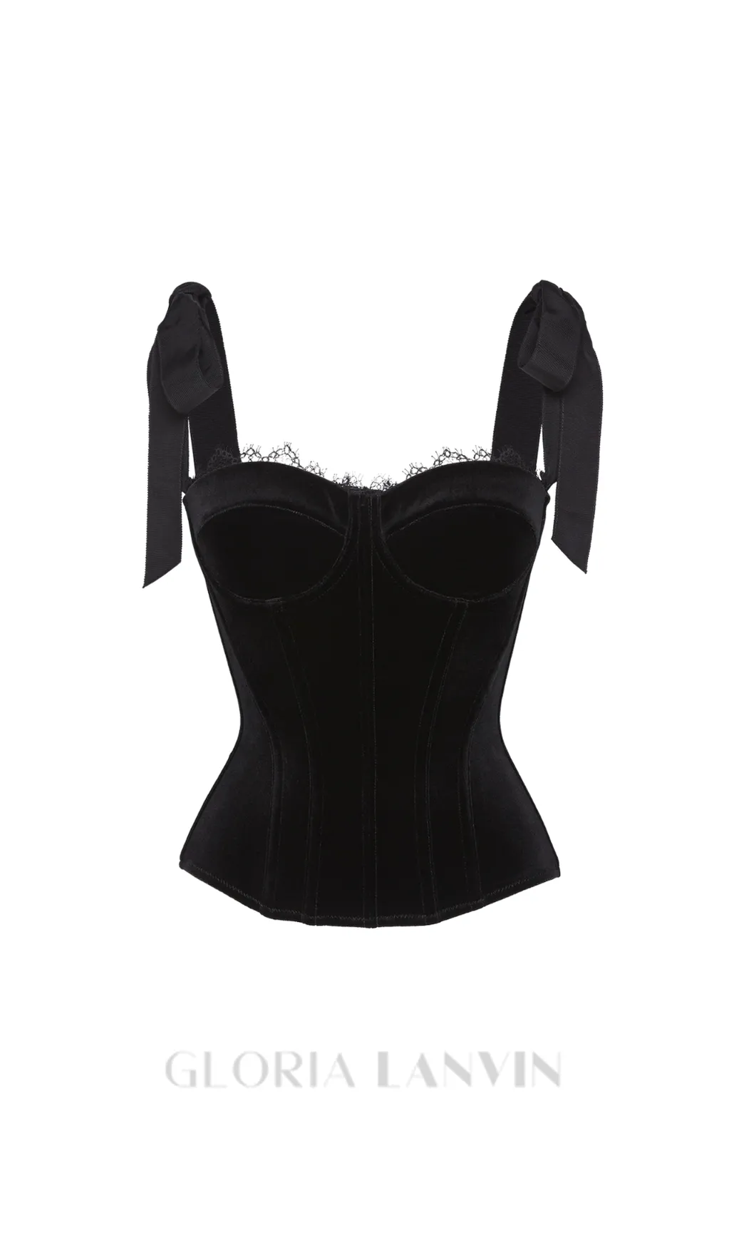 CORA BLACK VELVET BUSTIER CORSET GROSGRAIN MINI DRESS SUIT Gloria Lanvin