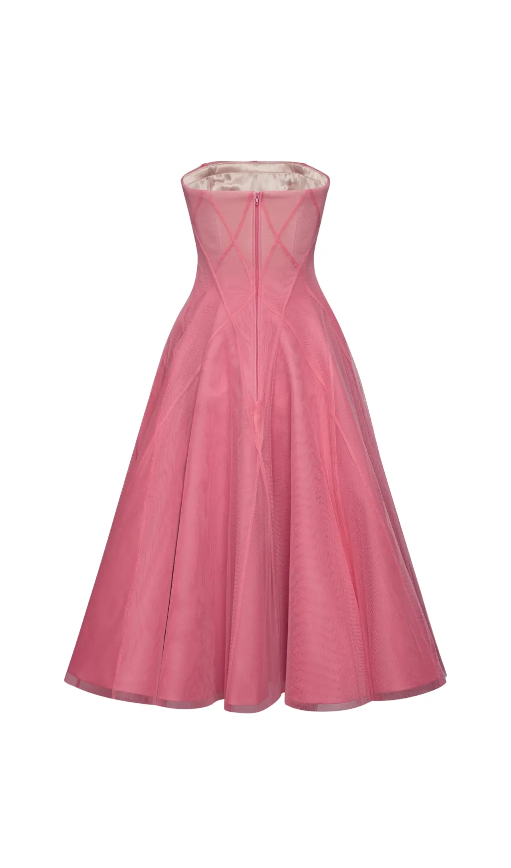CORAL PINK OMBRE SOFT NET MIDI DRESS Gloria Lanvin