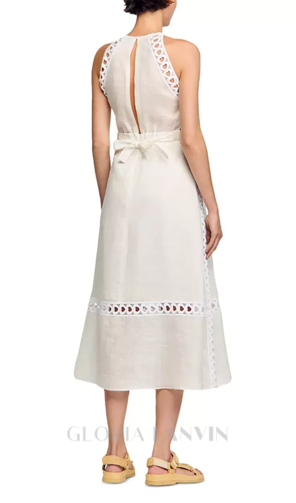 Coralie Heart Lace Midi Dress in white Gloria Lanvin