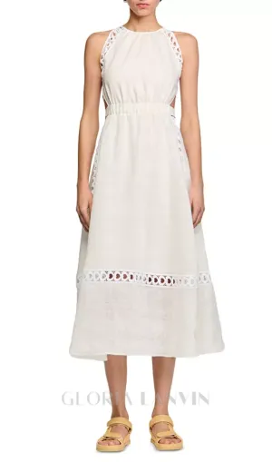 Coralie Heart Lace Midi Dress in white Gloria Lanvin