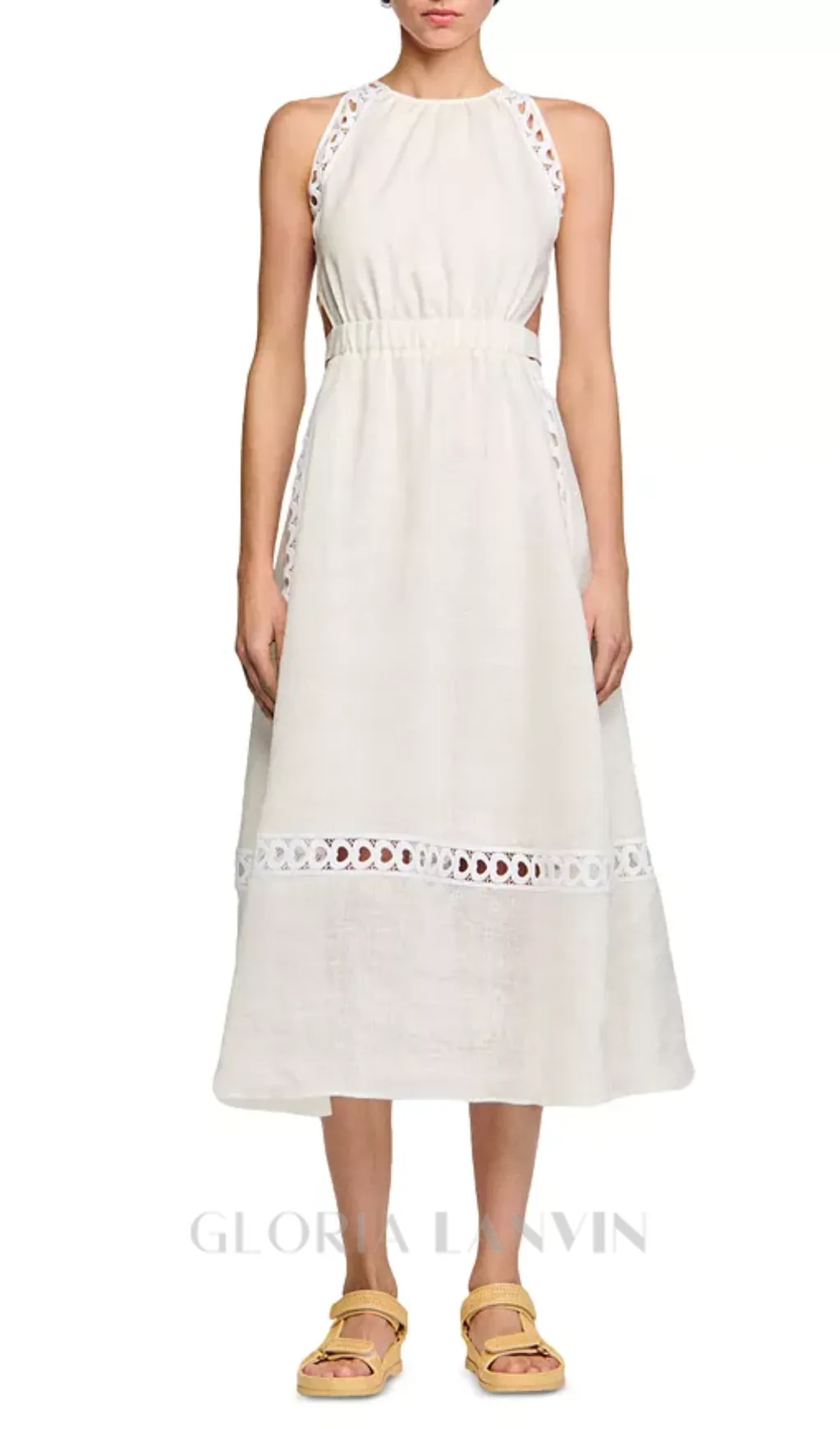 Coralie Heart Lace Midi Dress in white Gloria Lanvin