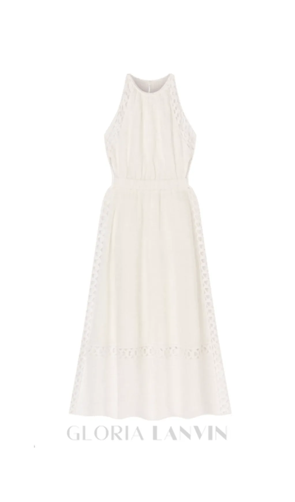 Coralie Heart Lace Midi Dress in white Gloria Lanvin