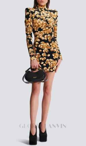 CORETTA GRAPE PRINT VELVET MINI DRESS Gloria Lanvin