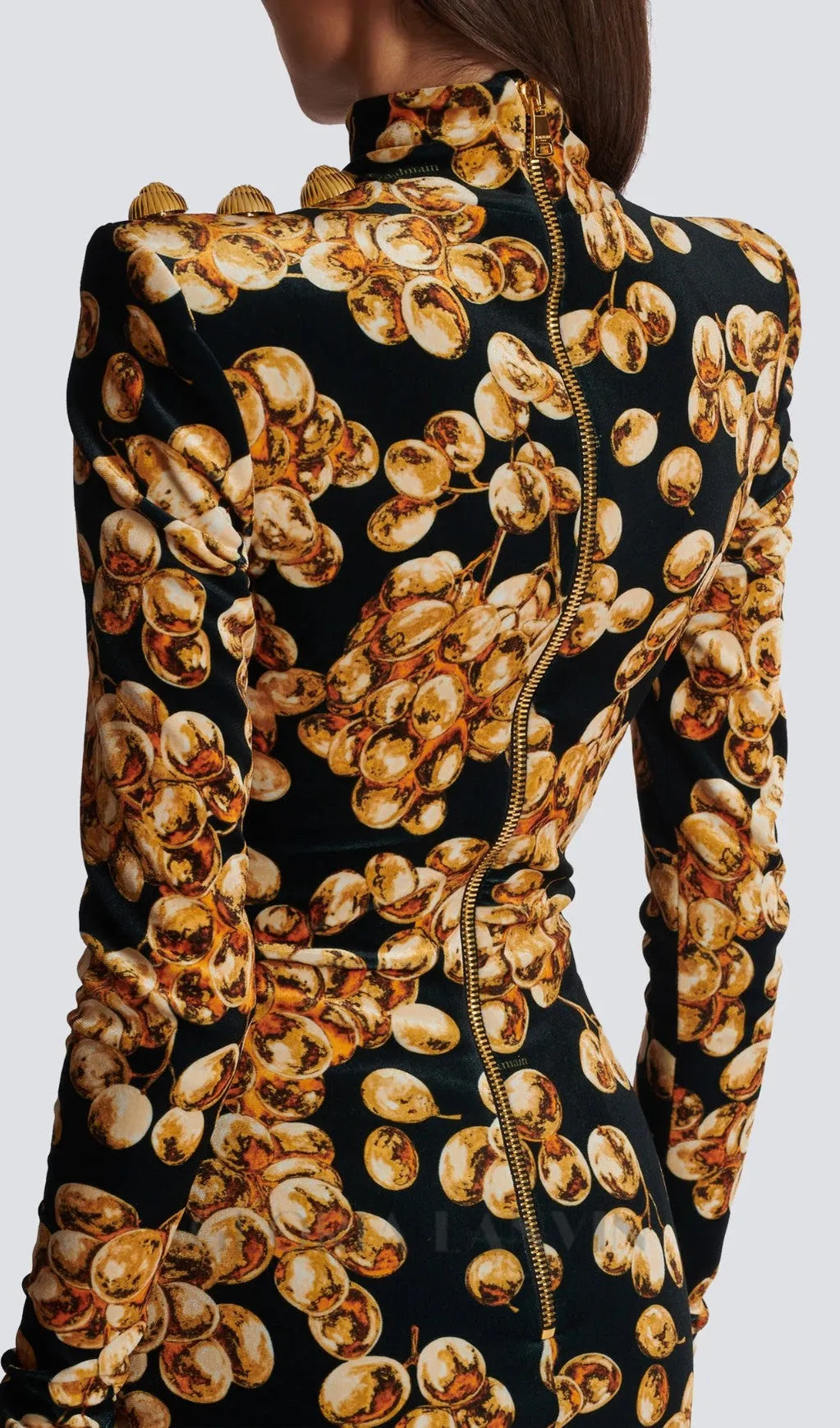 CORETTA GRAPE PRINT VELVET MINI DRESS Gloria Lanvin