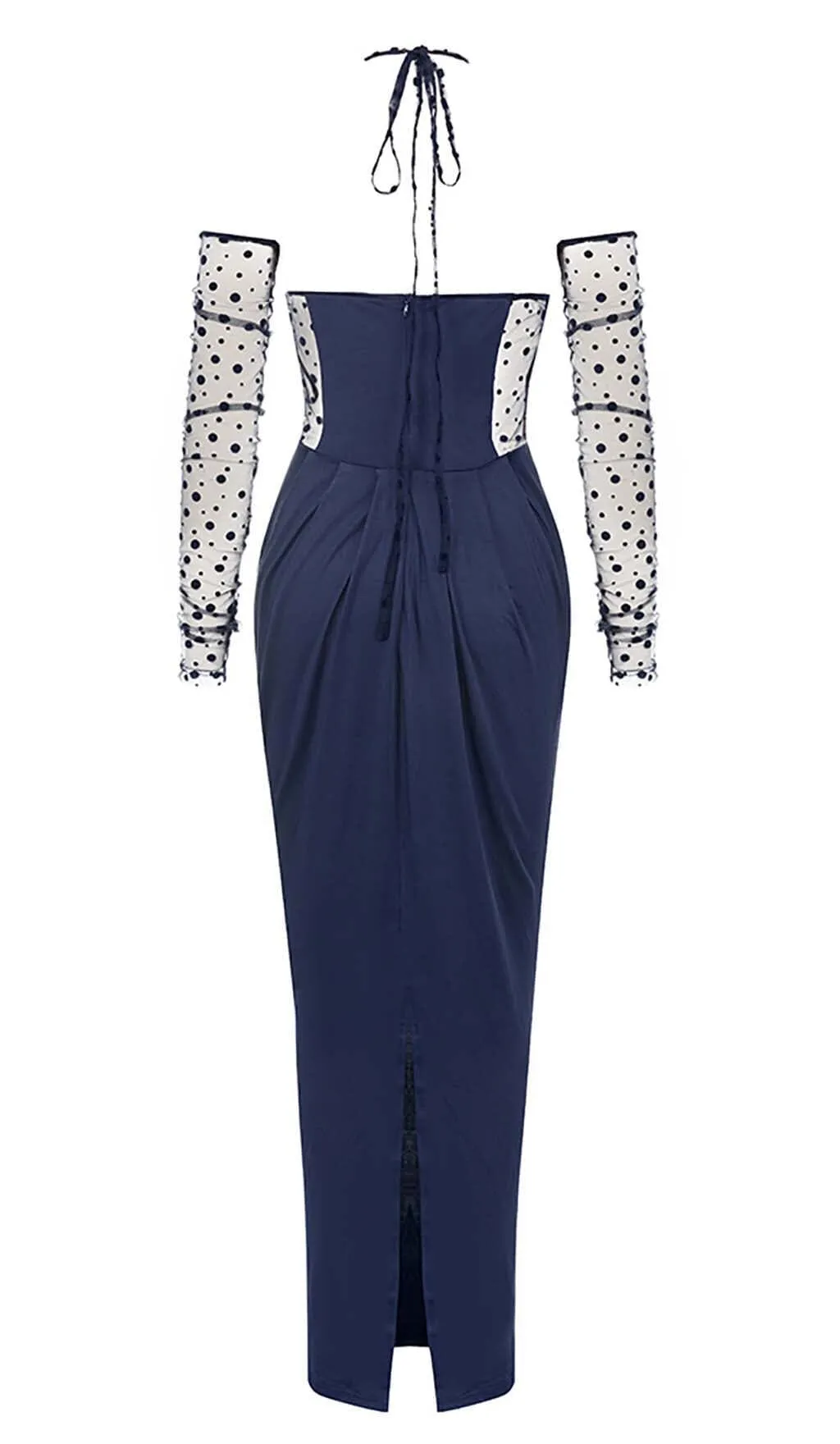 CORSET LACE MAXI DRESS IN NAVY BLUE Gloria Lanvin