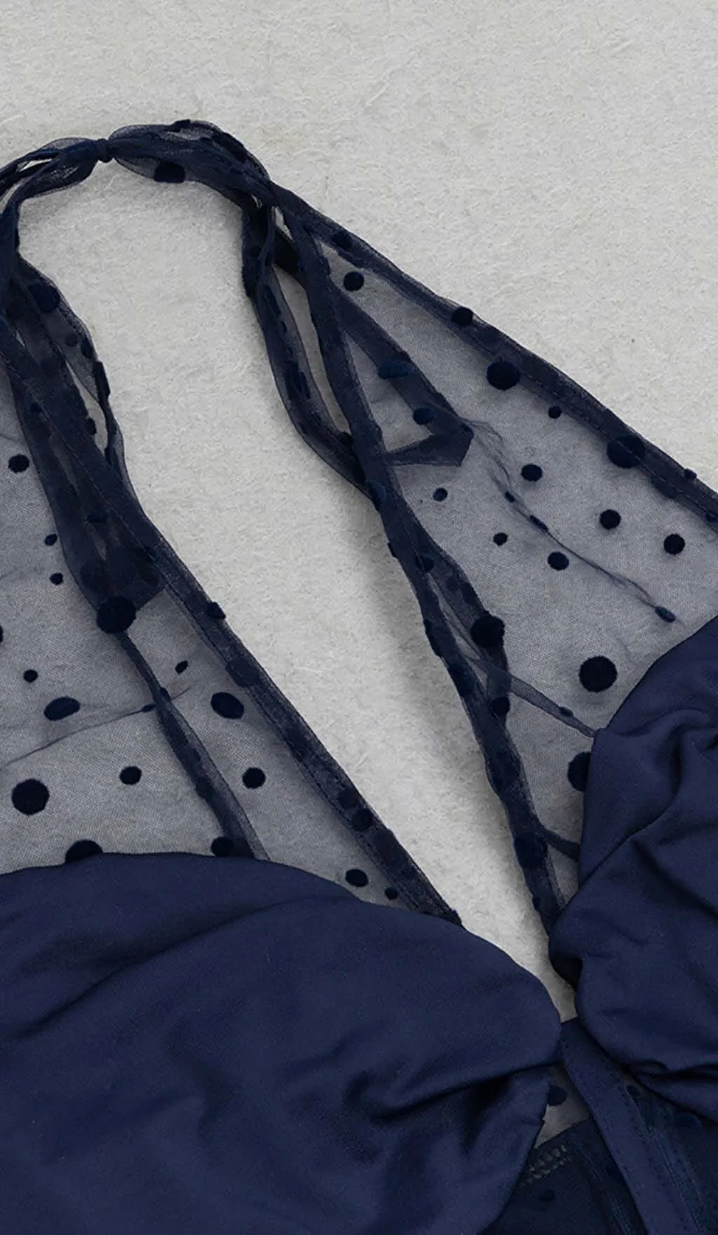 CORSET LACE MAXI DRESS IN NAVY BLUE Gloria Lanvin
