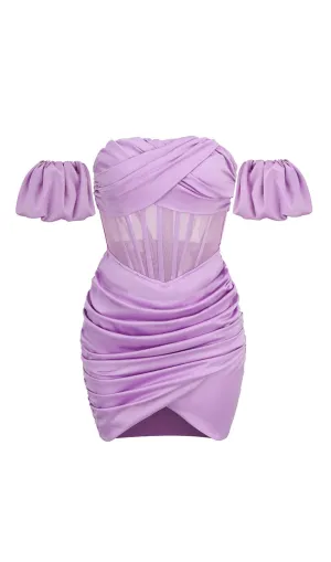 CORSET SATIN MINI DRESS IN PURPLE Gloria Lanvin