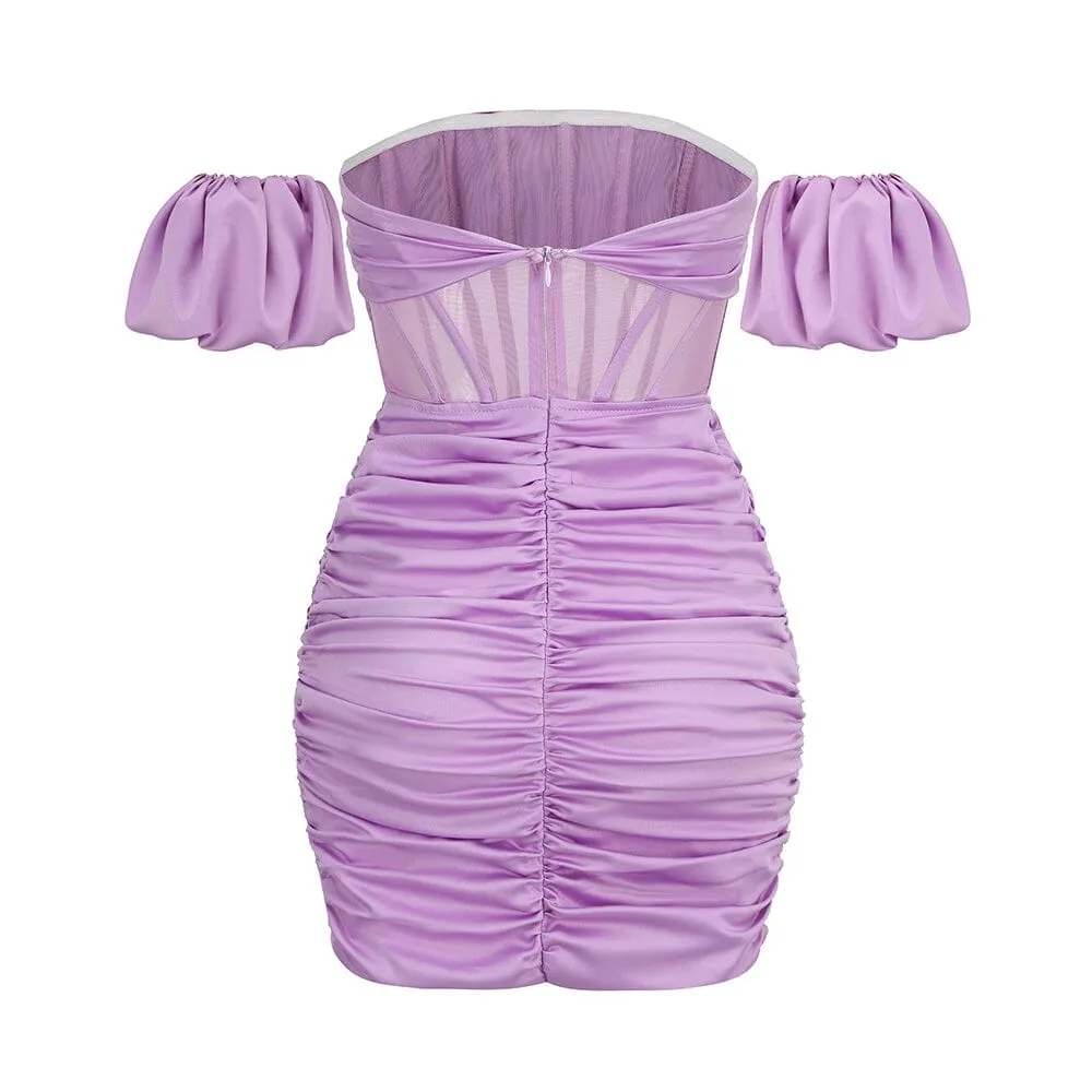 CORSET SATIN MINI DRESS IN PURPLE Gloria Lanvin