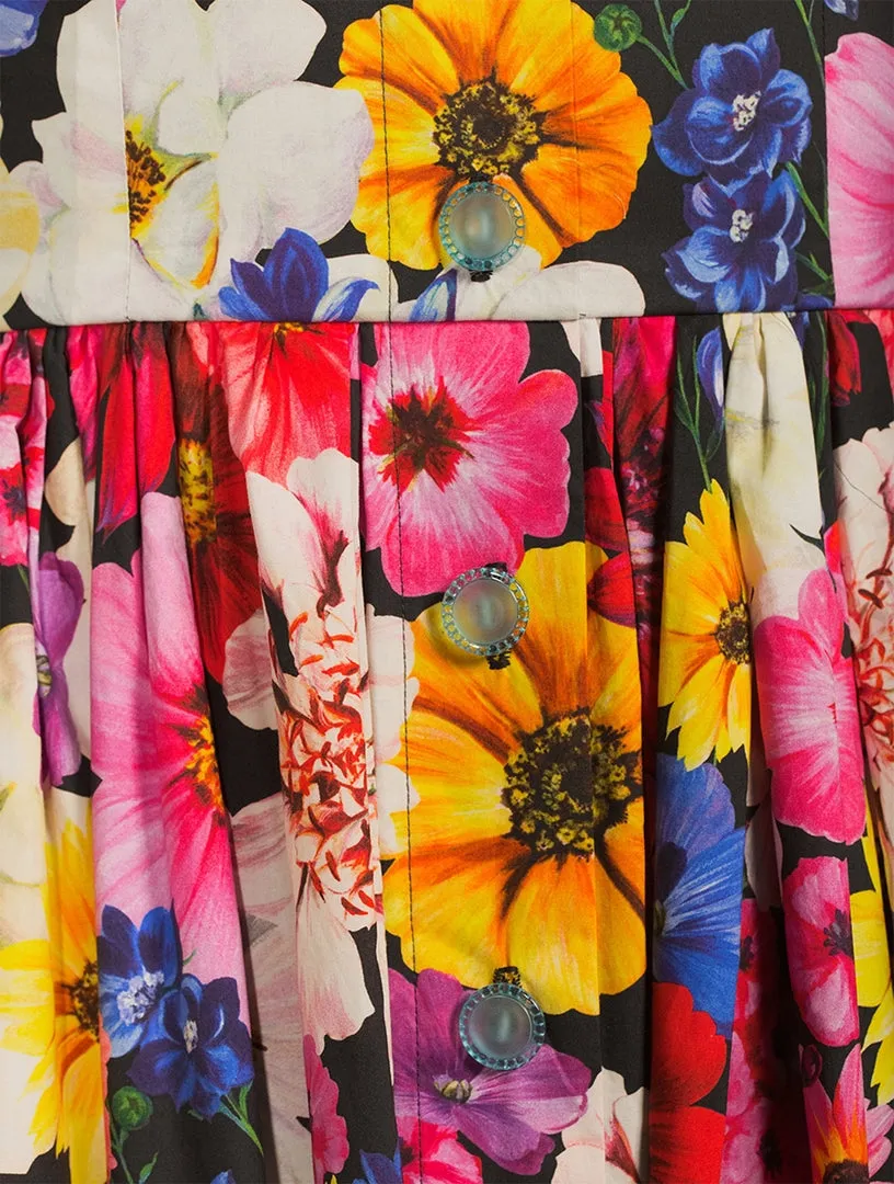 Cotton Poplin Midi Dress In Garden Print Gloria Lanvin