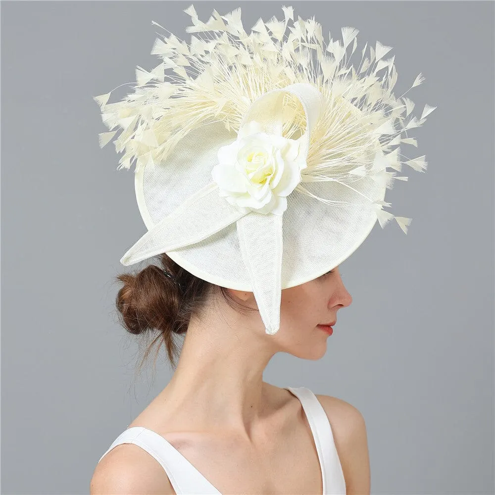 CREAM ELEGANT FEATHER FASCINATORS Gloria Lanvin