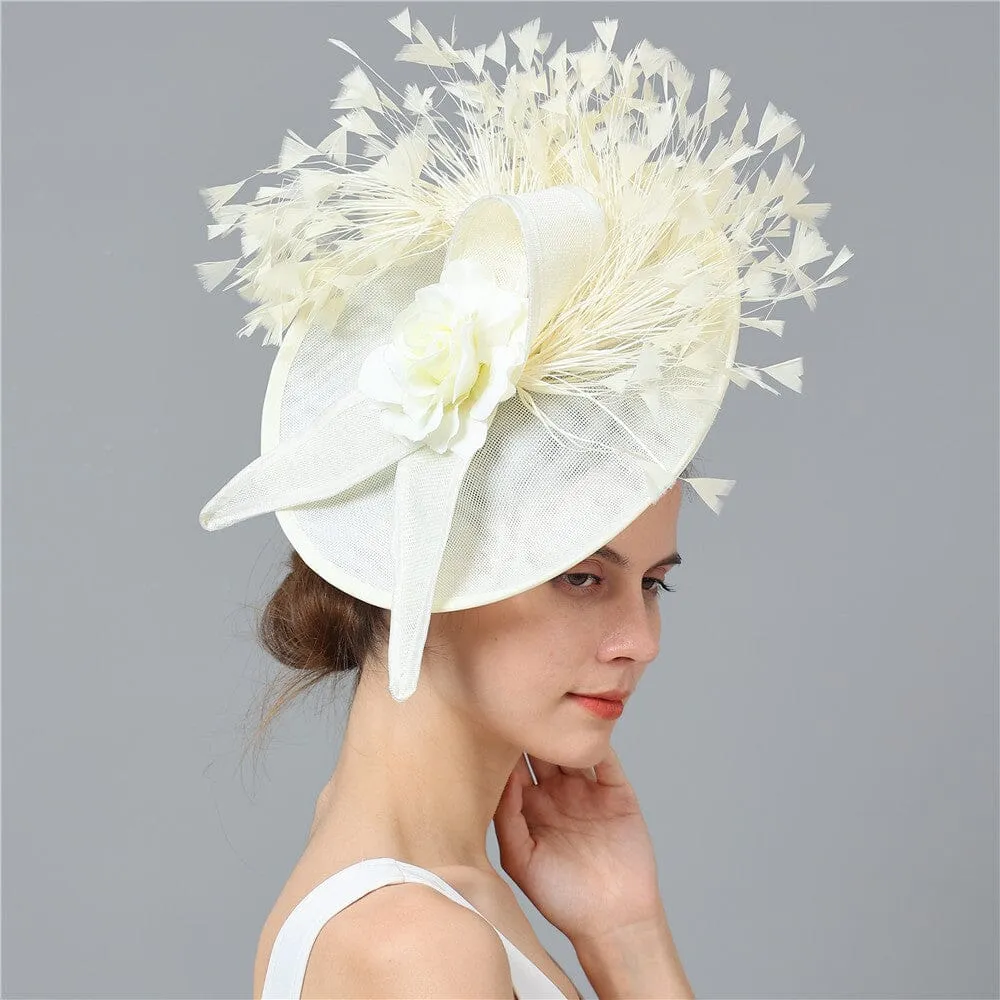 CREAM ELEGANT FEATHER FASCINATORS Gloria Lanvin