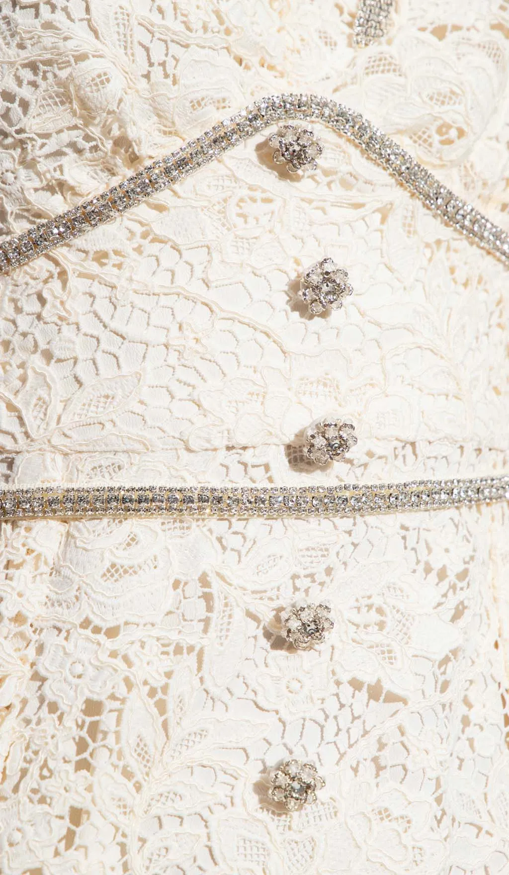 CREAM EMBELLISHED FLORAL LACE MIDI DRESS Gloria Lanvin