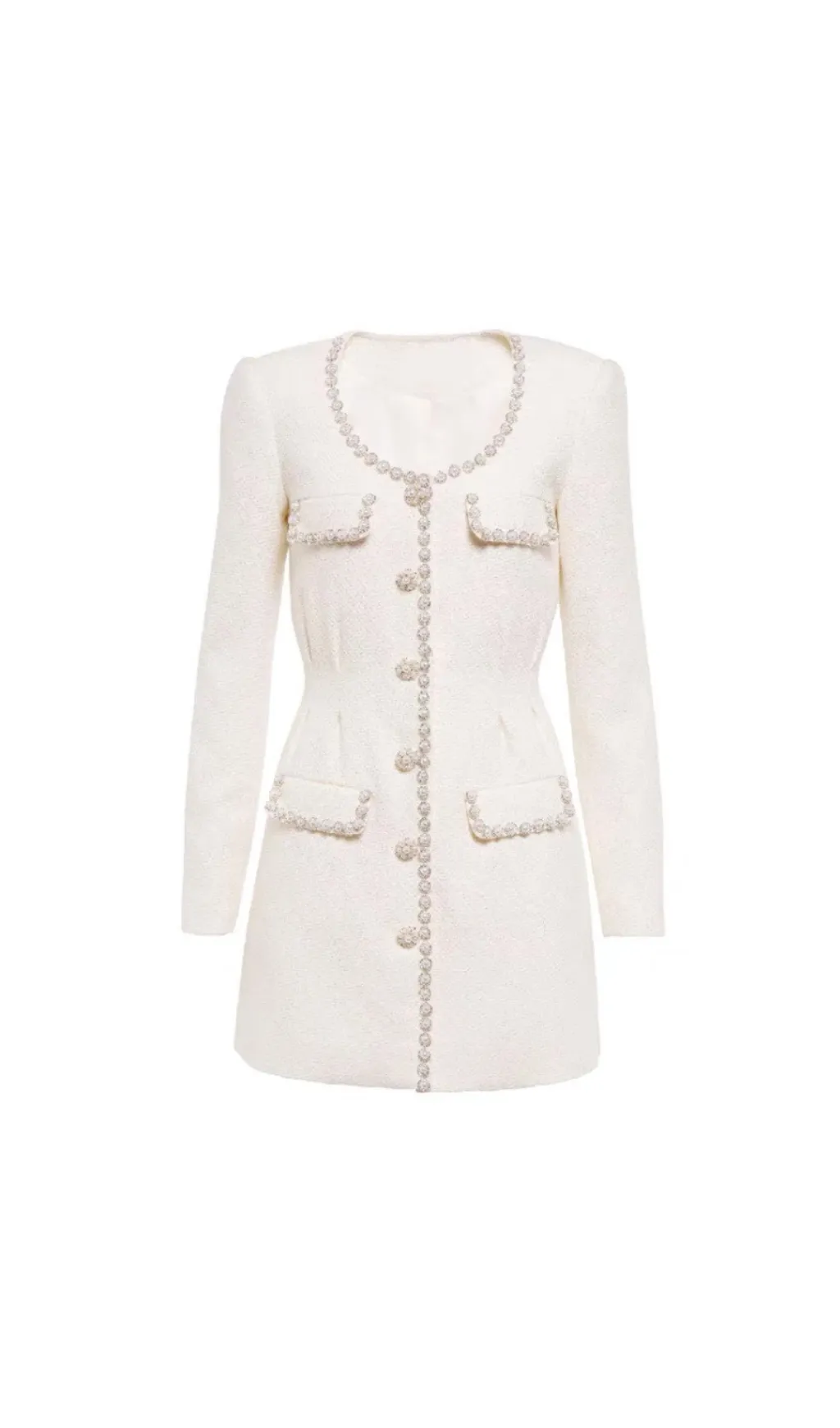 CREAM EMBELLISHED TAILORED MINI DRESS Gloria Lanvin