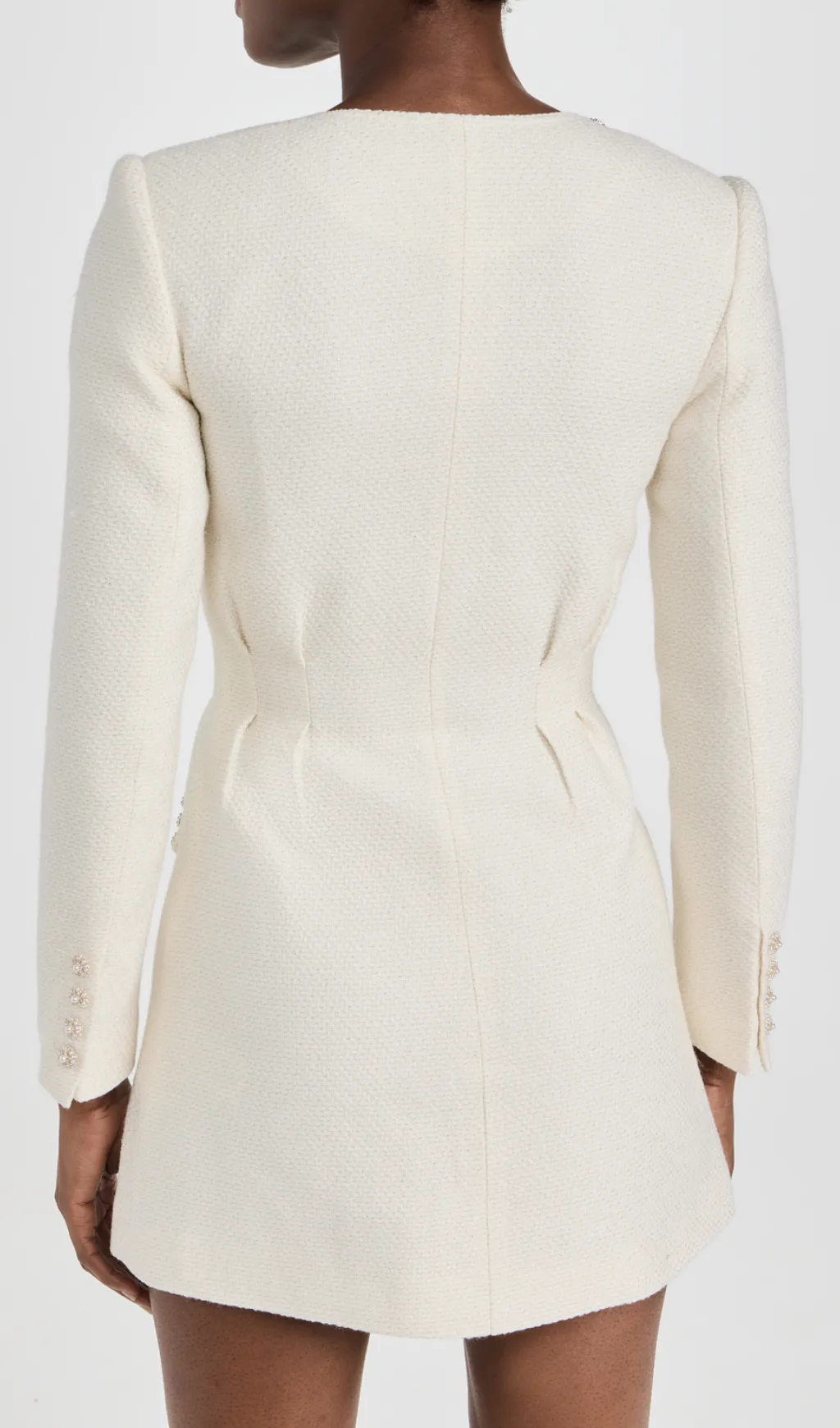 CREAM EMBELLISHED TAILORED MINI DRESS Gloria Lanvin