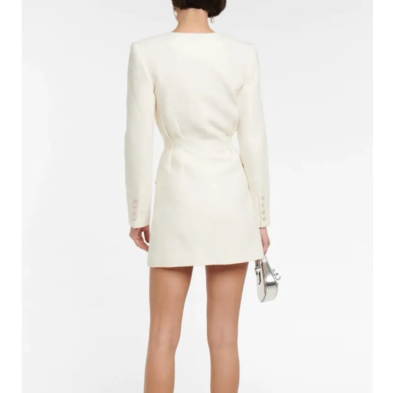 CREAM EMBELLISHED TAILORED MINI DRESS Gloria Lanvin