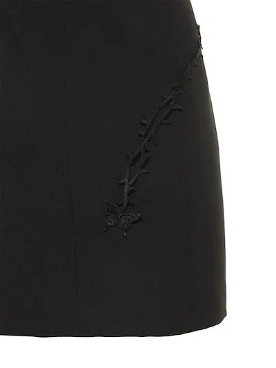 CREPE ROSE & THORNS MINI DRESS IN BLACK Gloria Lanvin