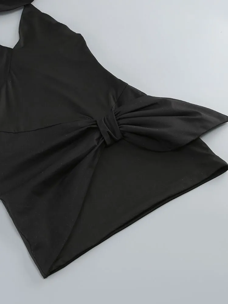 CROSSOVER-NECK MINI DRESS Gloria Lanvin