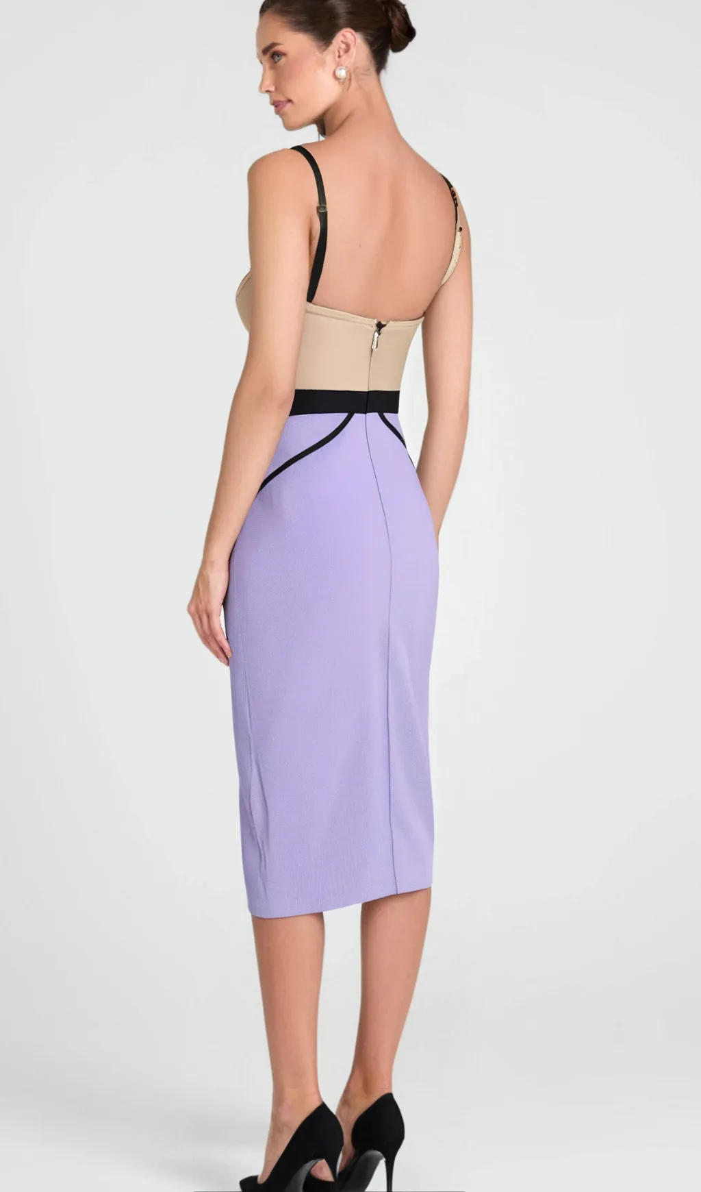 CRYSTAL BEADED APPLIQUE MIDI BANDAGE DRESS Gloria Lanvin