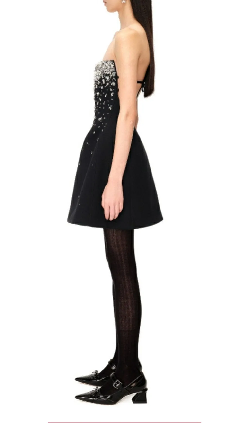 CRYSTAL BEADING STRAPLESS MINI DRESS IN BLACK Gloria Lanvin
