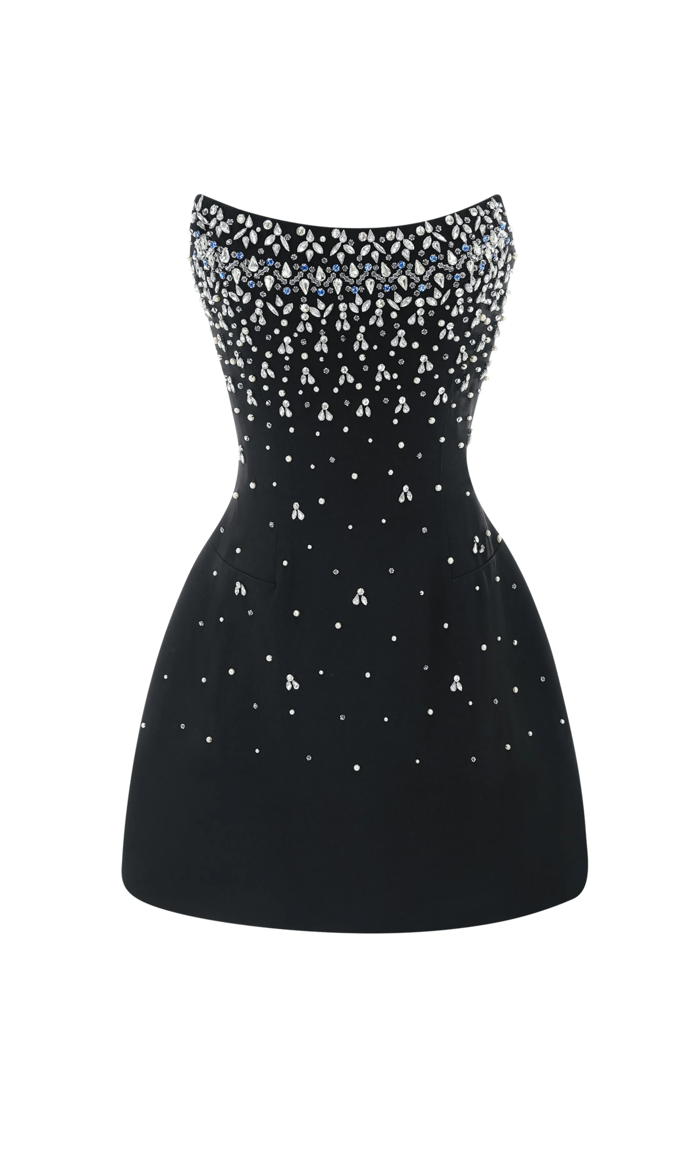 CRYSTAL BEADING STRAPLESS MINI DRESS IN BLACK Gloria Lanvin