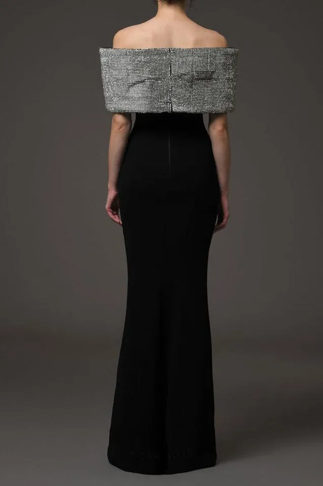 crystal bow crpe maxi dress in Black Gloria Lanvin