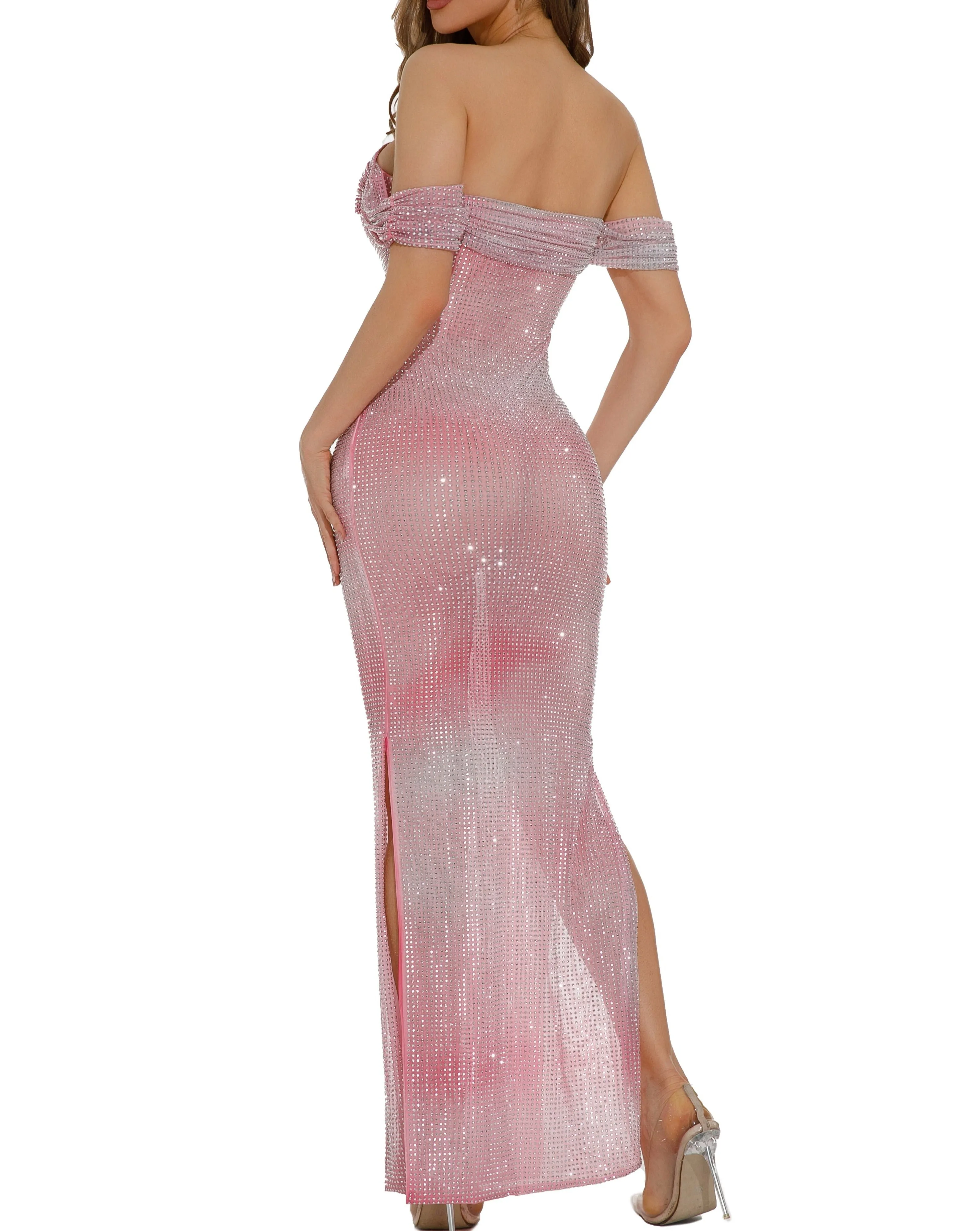 CRYSTAL-EMBELLISHED CONTOUR-PRINT MAXI DRESS Gloria Lanvin