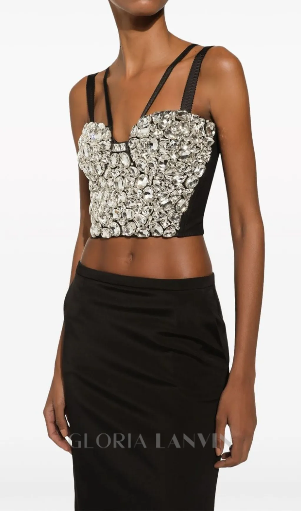 CRYSTAL-EMBELLISHED CROP TOP SKIRT SUIT Gloria Lanvin