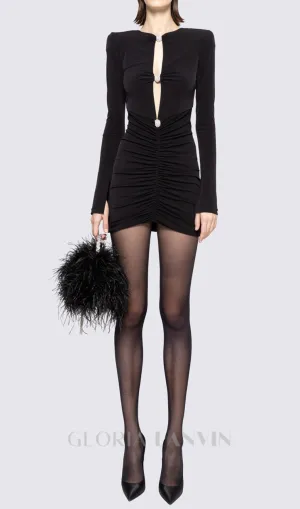 crystal-embellished cutout black mini dress Gloria Lanvin