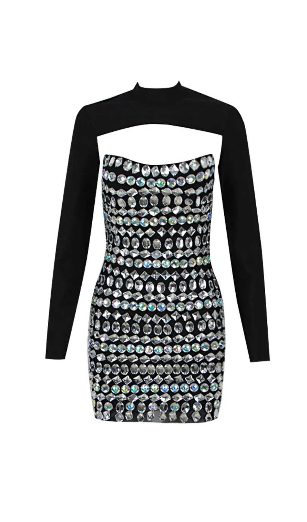 CRYSTAL EMBELLISHED LONG SLEEVE MINI DRESS Gloria Lanvin