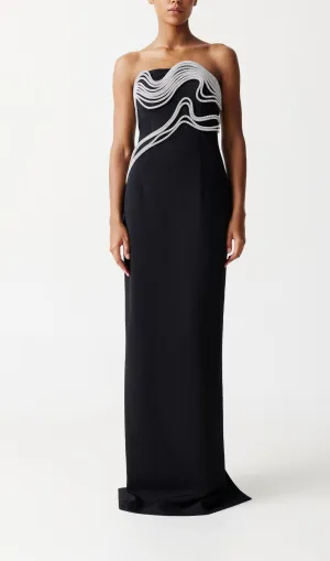 CRYSTAL EMBELLISHED MAXI DRESS IN BLACK Gloria Lanvin