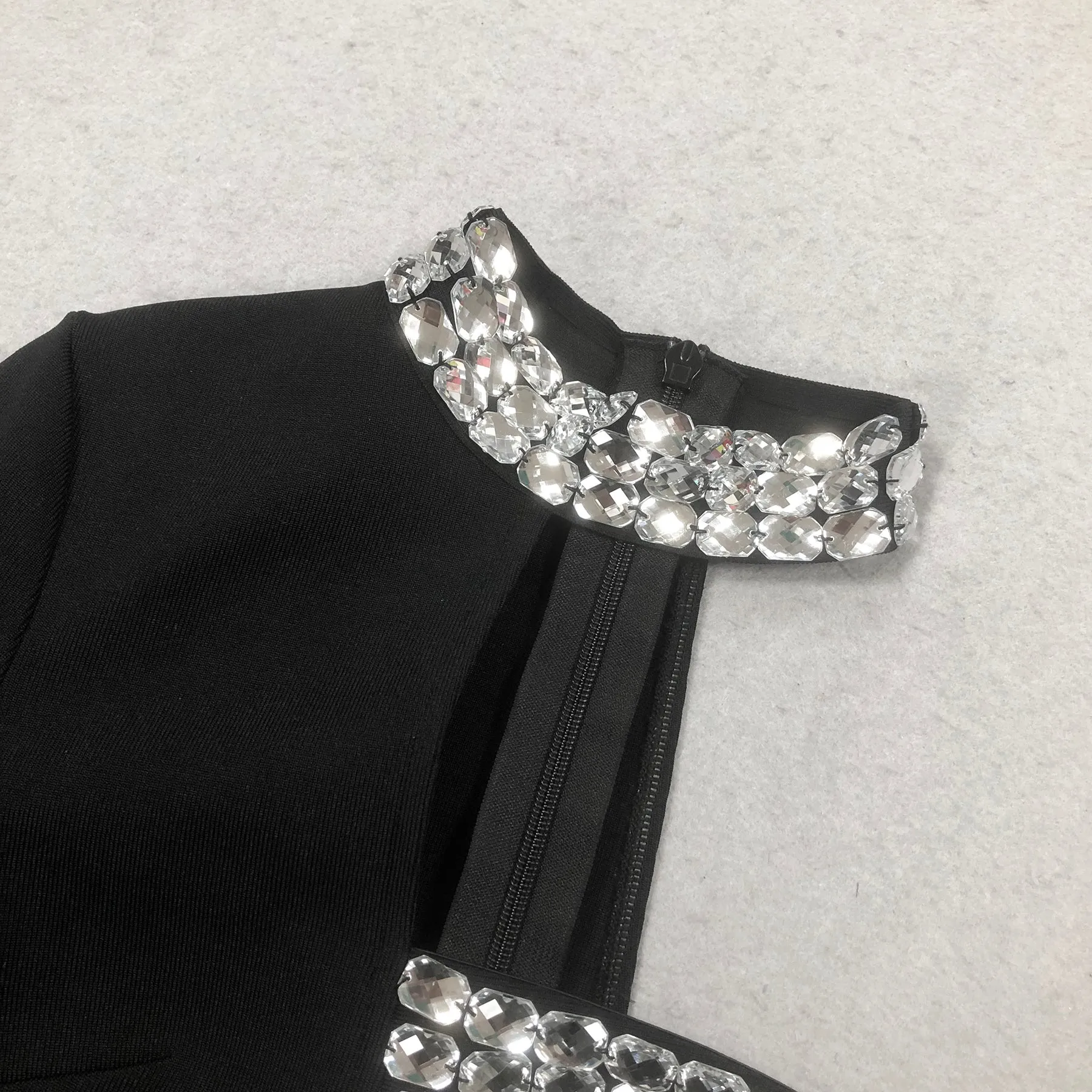crystal embellished One-Sleeve Cut-Out Maxi Dress in black Gloria Lanvin