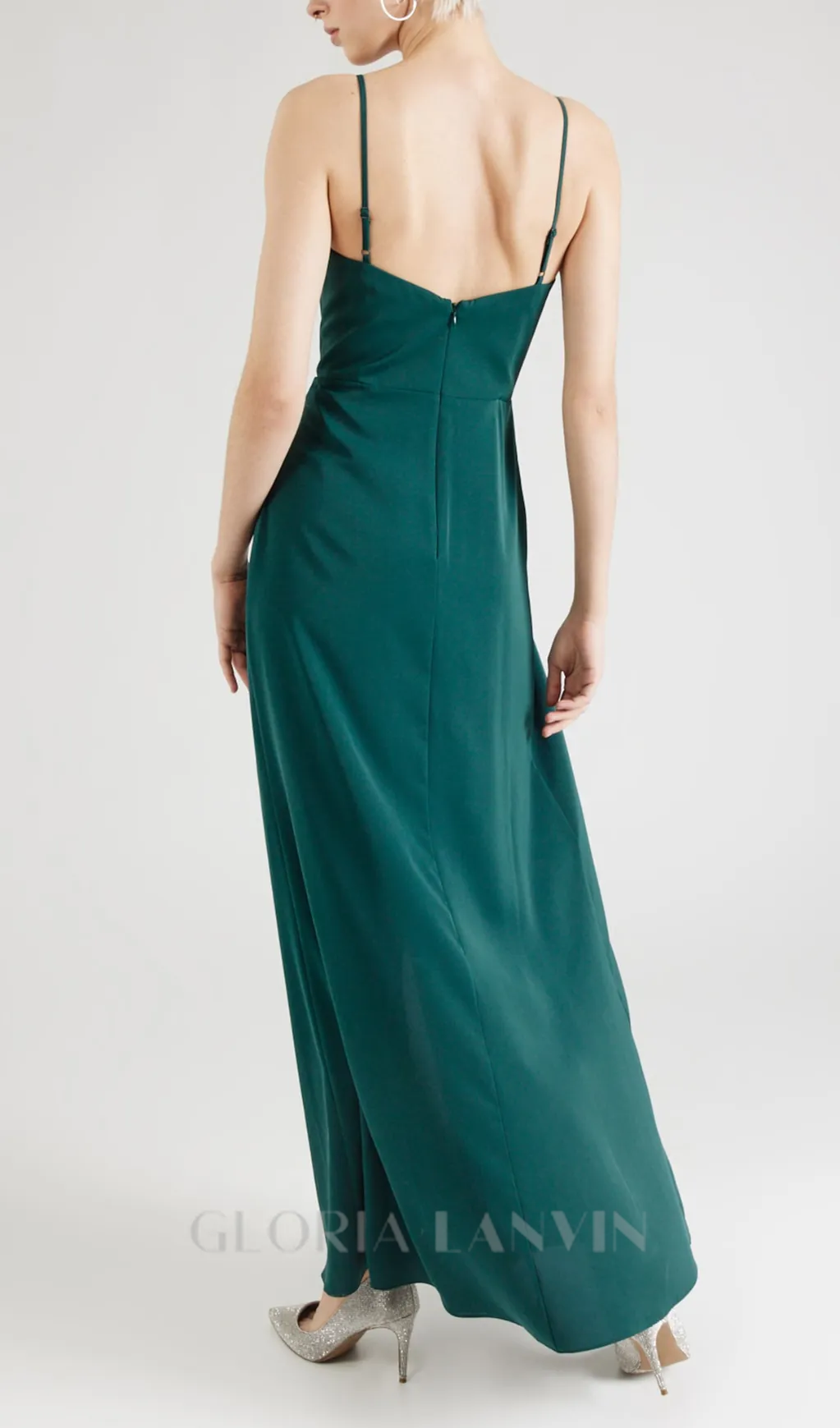 crystal embellished pleated maxi dress in green Gloria Lanvin