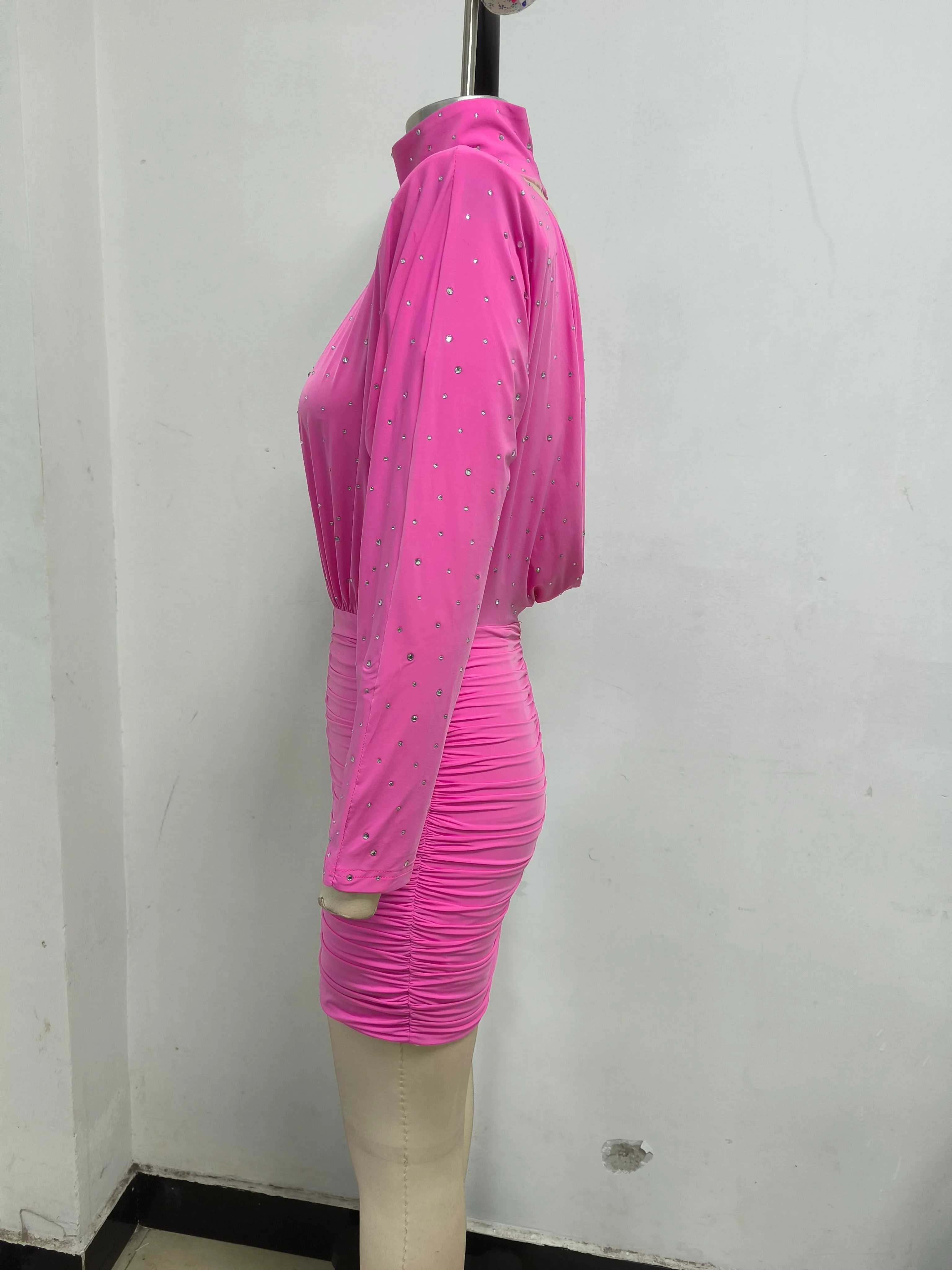 crystal embellished ruched bodycon mini dress in pink Gloria Lanvin