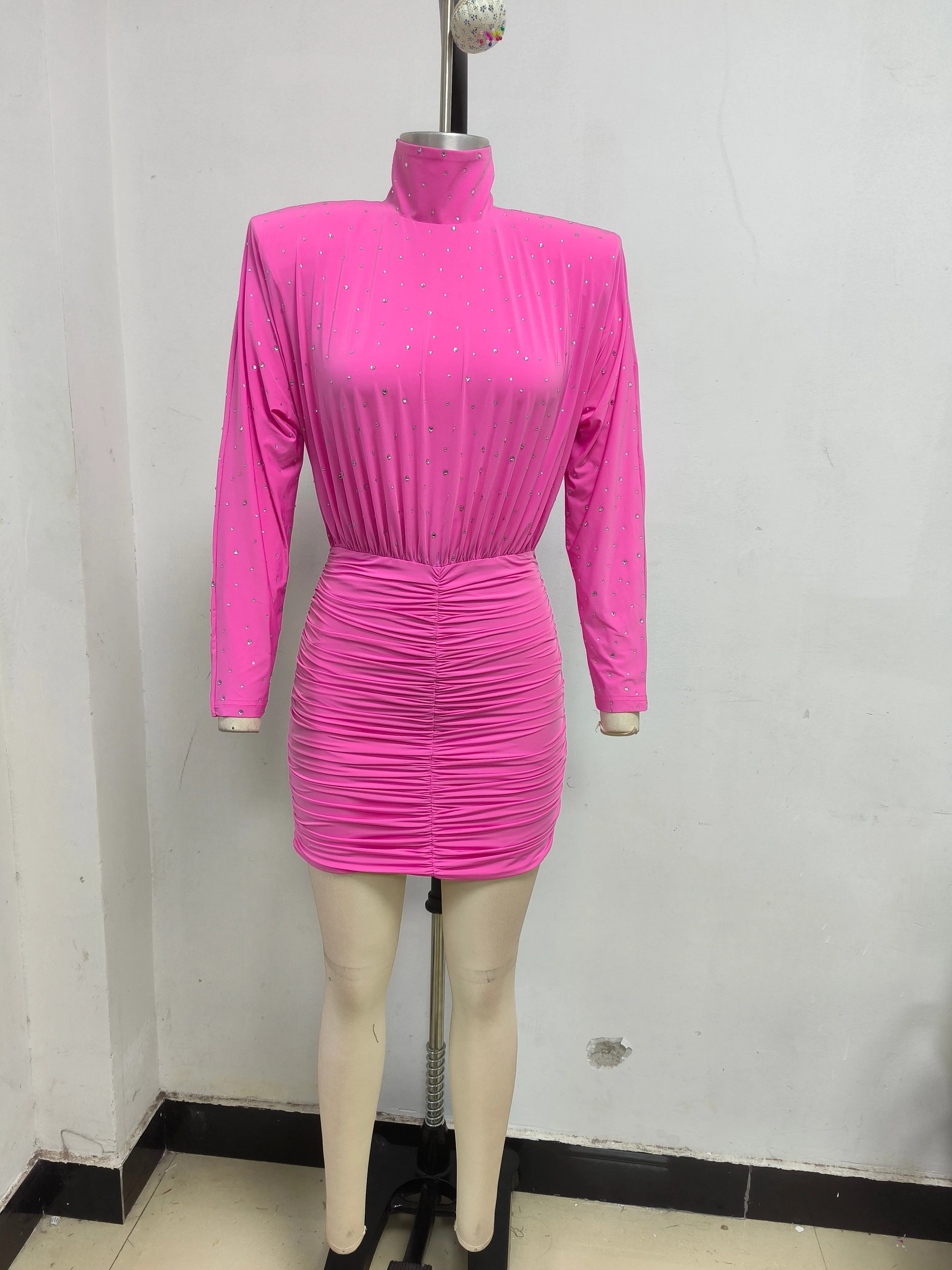 crystal embellished ruched bodycon mini dress in pink Gloria Lanvin