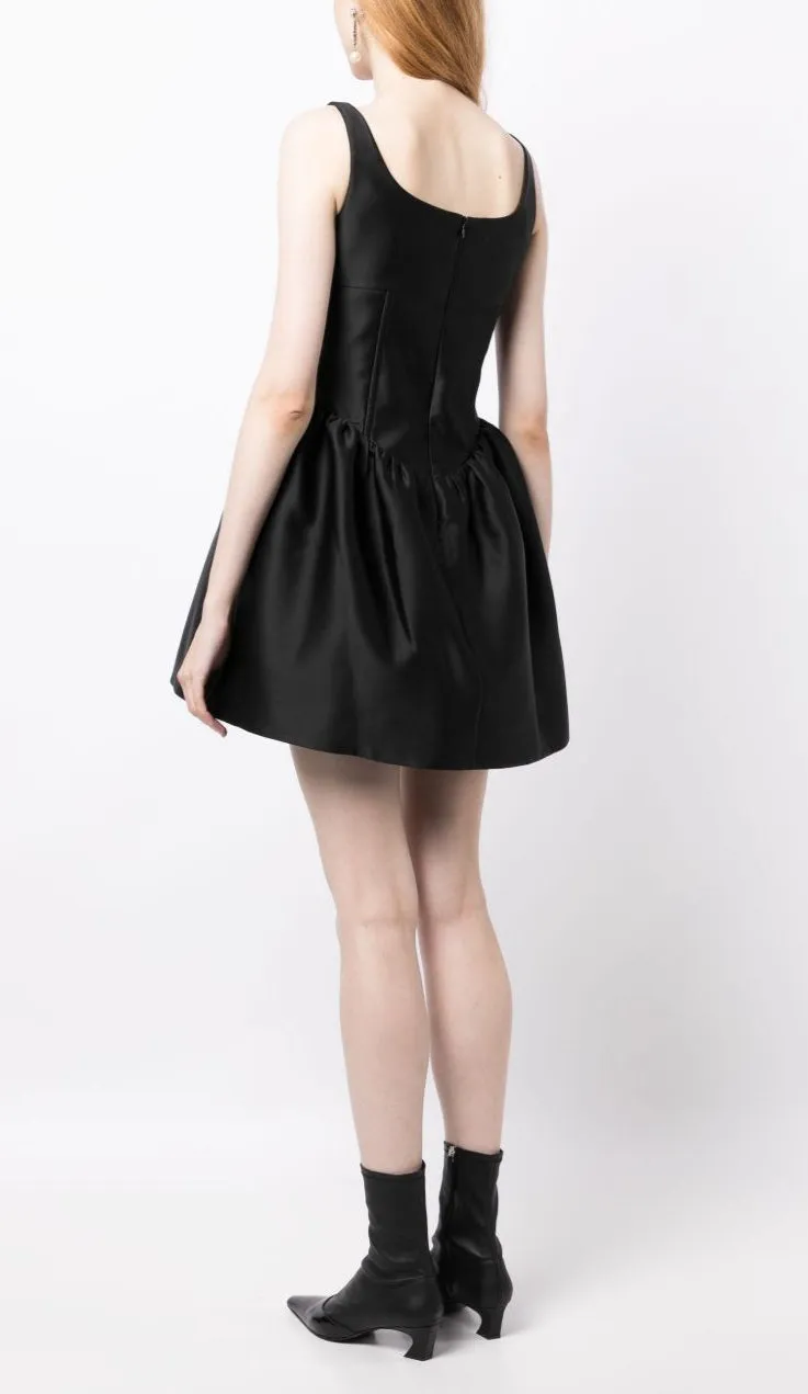 crystal-embellished square-neck mini dress in black Gloria Lanvin