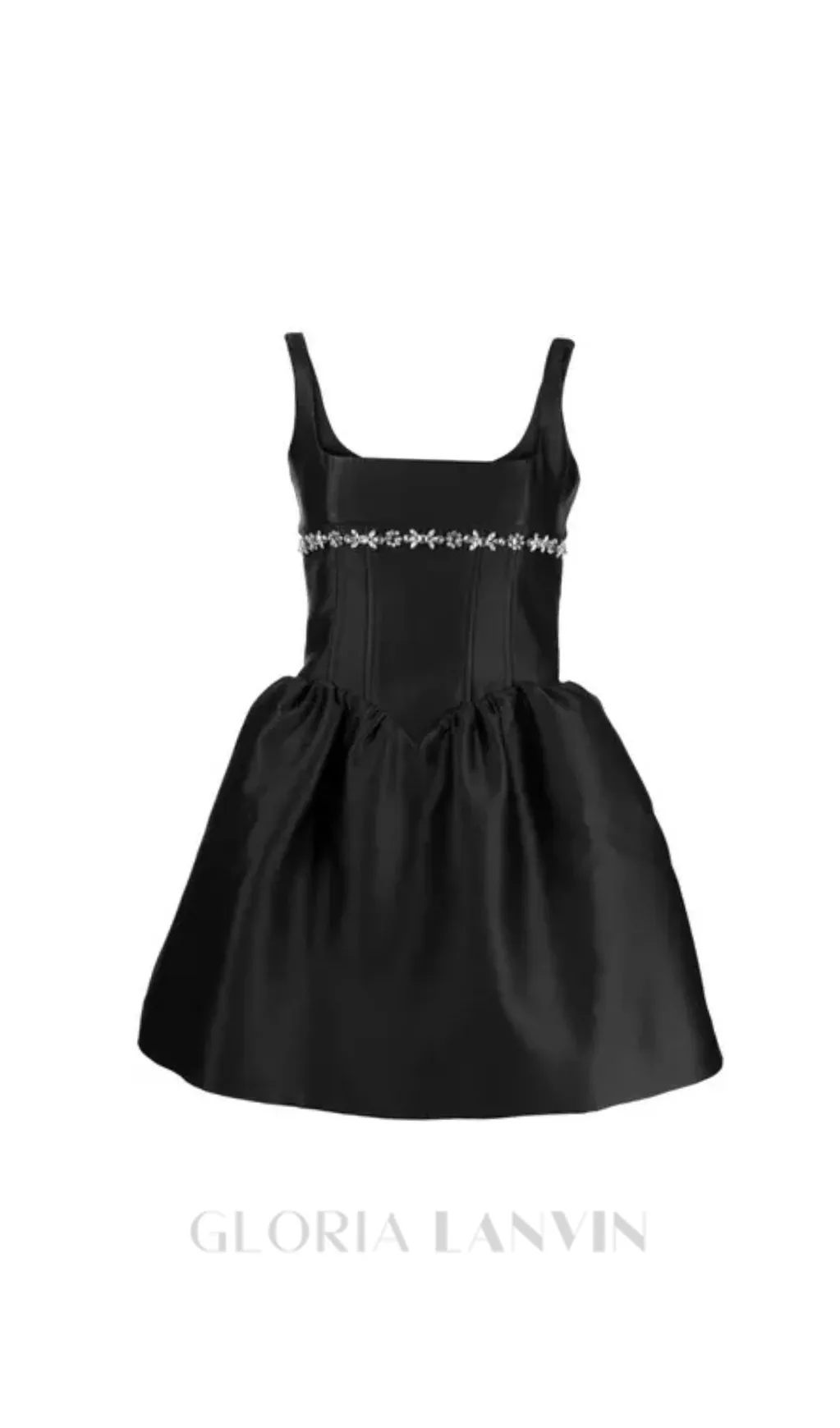 crystal-embellished square-neck mini dress in black Gloria Lanvin