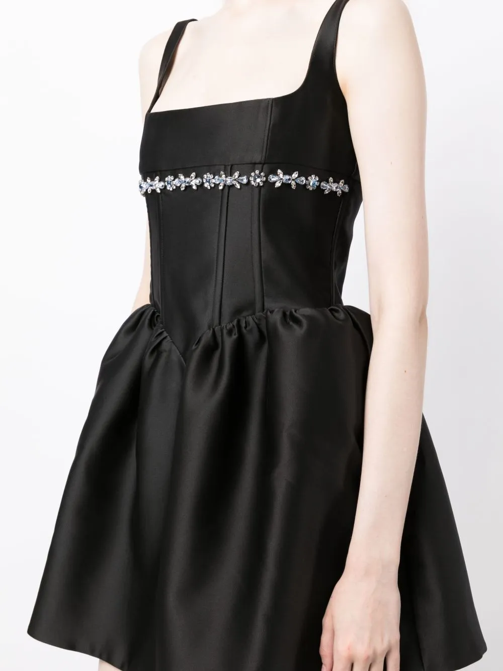 crystal-embellished square-neck mini dress in black Gloria Lanvin