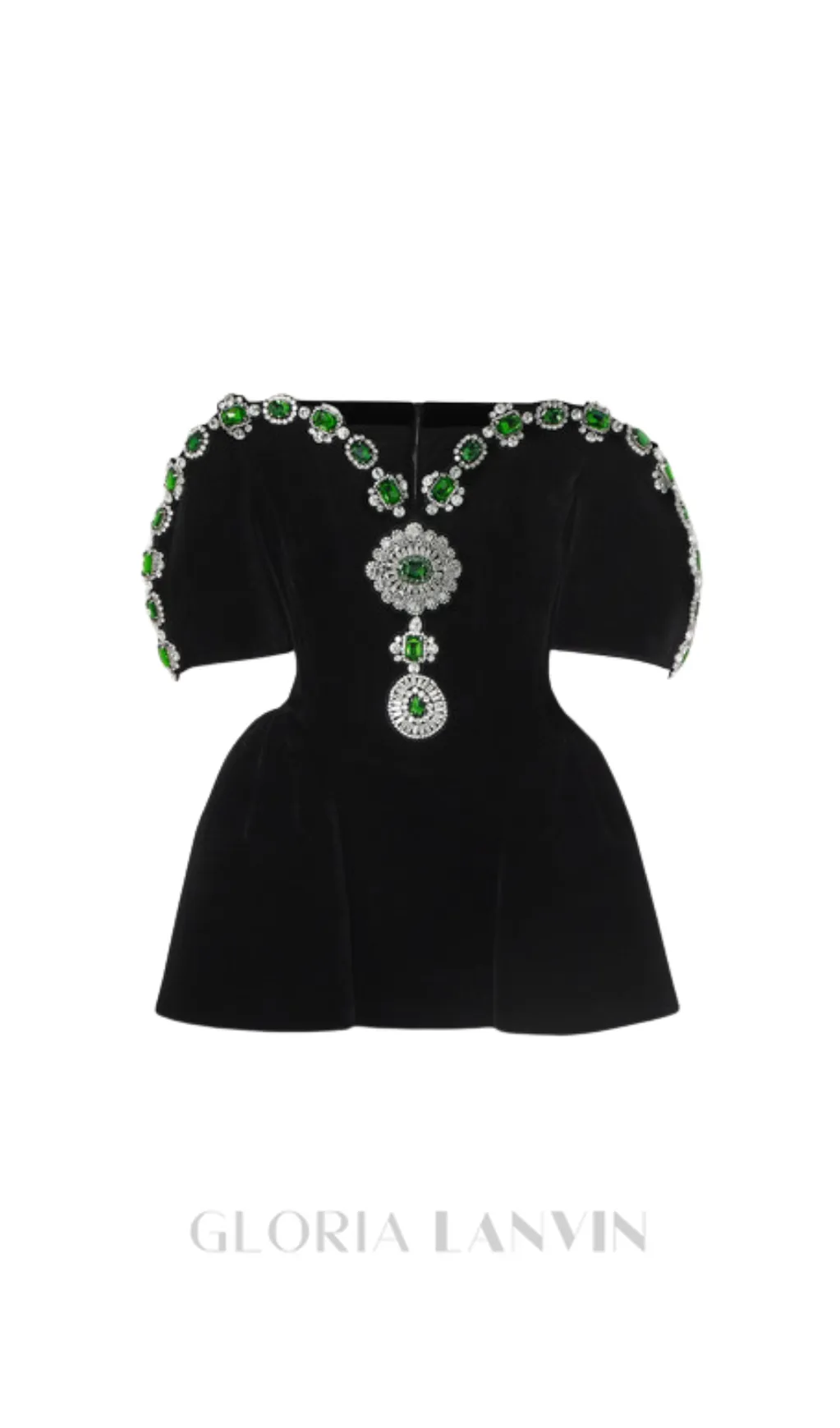Crystal embellished strapless mini dress in black Gloria Lanvin