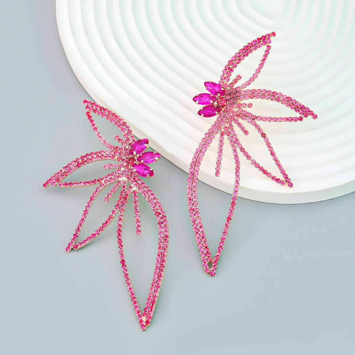CRYSTAL FLOWER EARRINGS IN PINK Gloria Lanvin