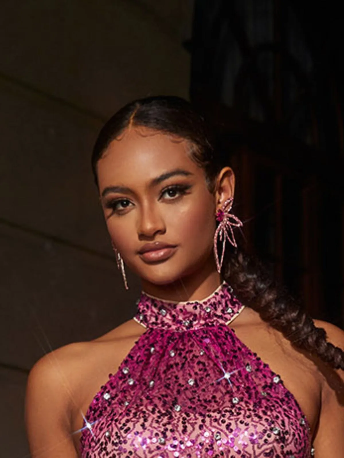 CRYSTAL FLOWER EARRINGS IN PINK Gloria Lanvin